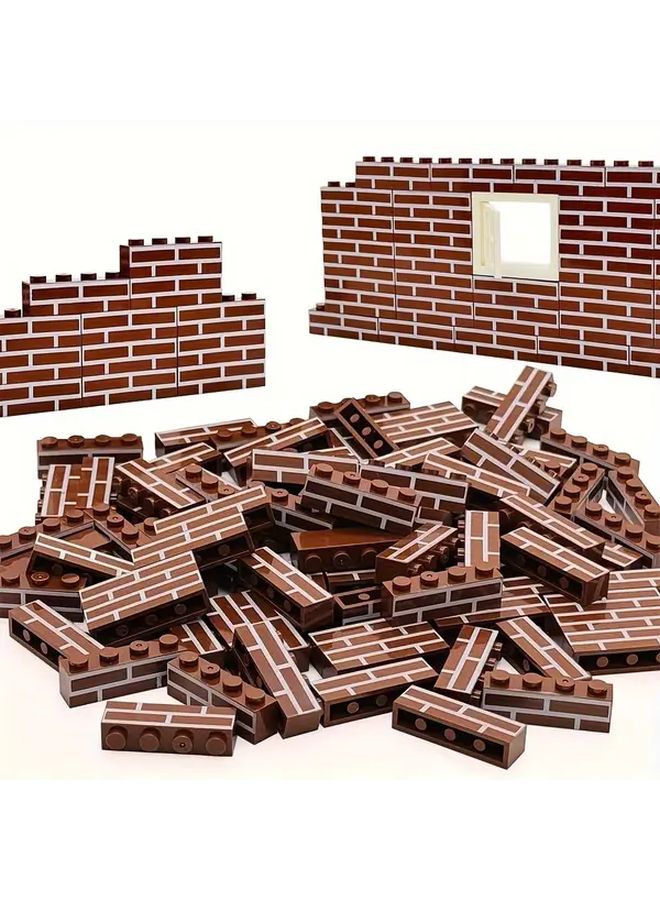 48 Pcs Brown Wall Tile Style Building Blocks Toy Accessories For Kids - Image 4