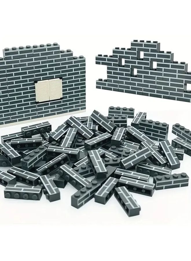 48 Pcs Brown Wall Tile Style Building Blocks Toy Accessories For Kids - Image 5