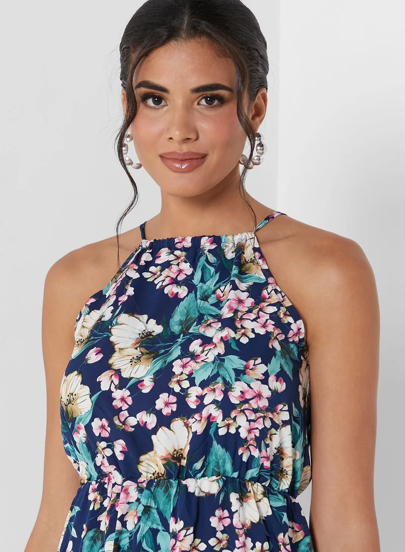 ELLA Printed Halter Neck Dress
