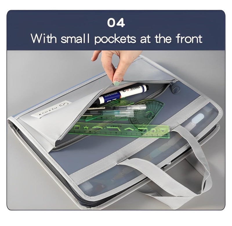 FEXONXA حقيبة مجلد للشهادات والمستندات – حقيبة مجلد قابلة للتوسع بحجم A4 مع 13 جيب بسحاب، منظم مستندات مقاوم للماء مع مقبض وحيز أمامي (متعدد الألوان) - Image 2