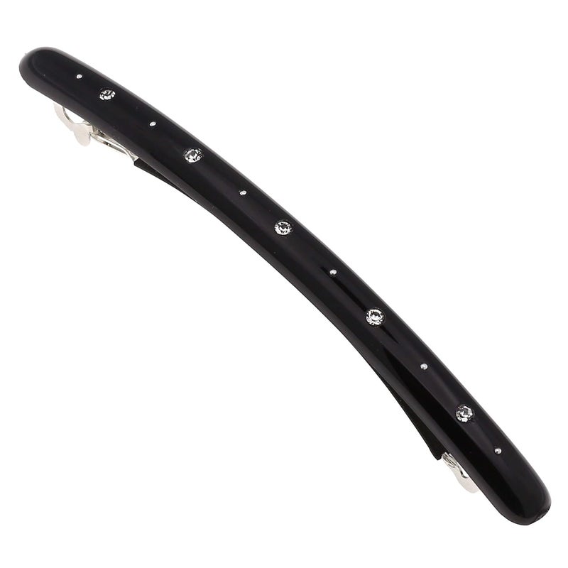 Camila Paris CP2851 French Hair Barrette Large Black Long Skinny Strong Hold Grip Hair Clips for Women Thin Rubberized Automatic Clasp No Slip Durable Styling Girls Hair Accessories Made in France