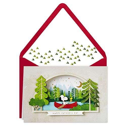 Hallmark Signature Peanuts Fathers Day Card (Snoopy and Woodstock Canoeing) (799FFW2007) - Image 1