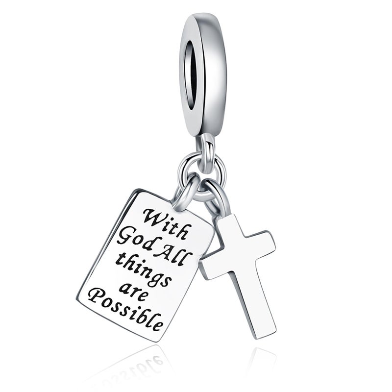 925 Sterling Silver Charms Fit Pandora Charms Bracelet God Has You In His Arms I Have You In My Heart Fit Wife Daughter Mother's Day Christmas Birthday Gift