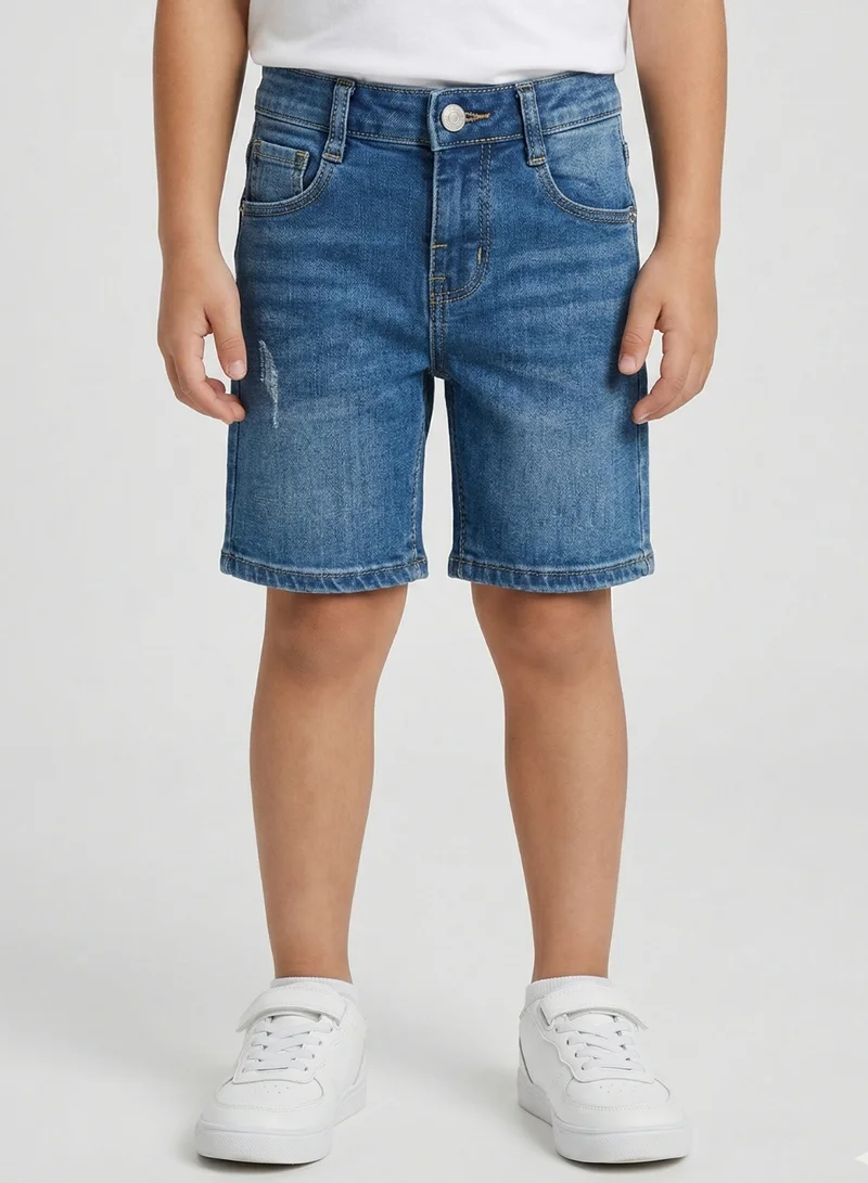 بيبي كلو Boys Light Wash Adjustable Waist Denim Shorts