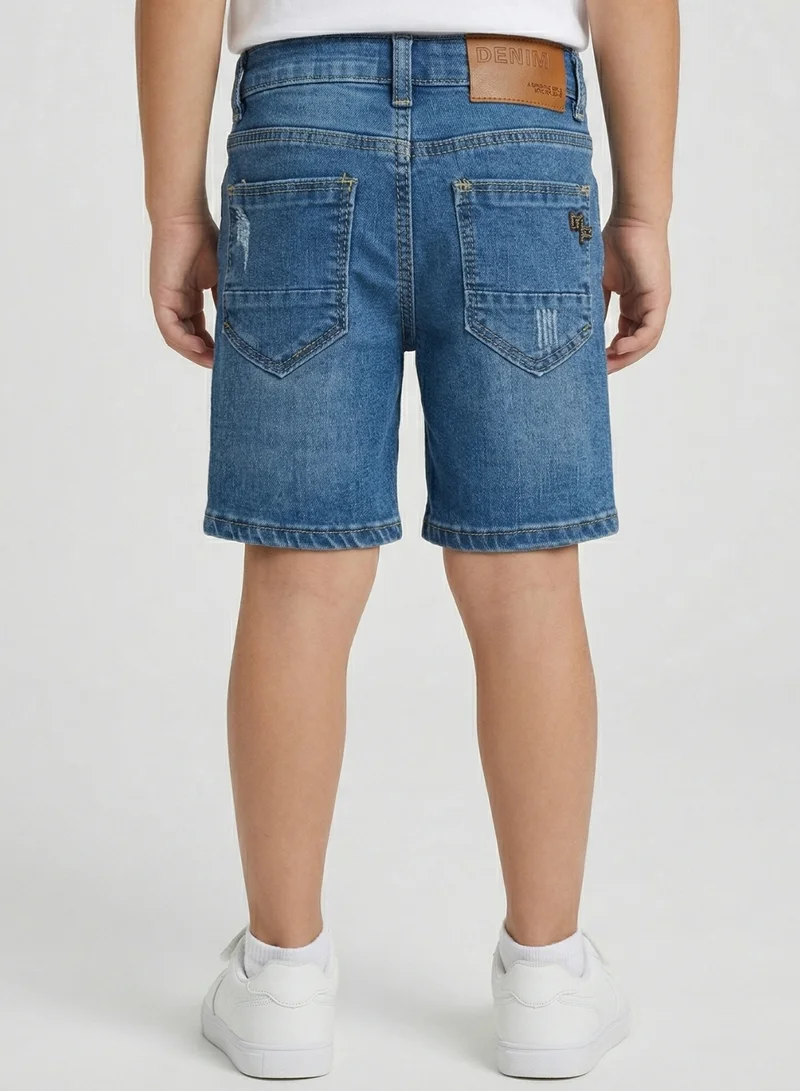 بيبي كلو Boys Light Wash Adjustable Waist Denim Shorts