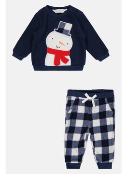 Toddlers Boy 2pcs Fleece Sweatshirts And Pants Set, Navy Blue