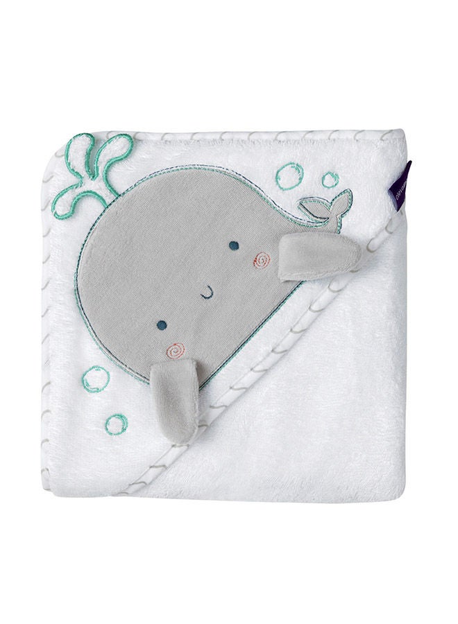 Clevamama Bamboo Apron Baby Bath Towel White/Grey - Image 1