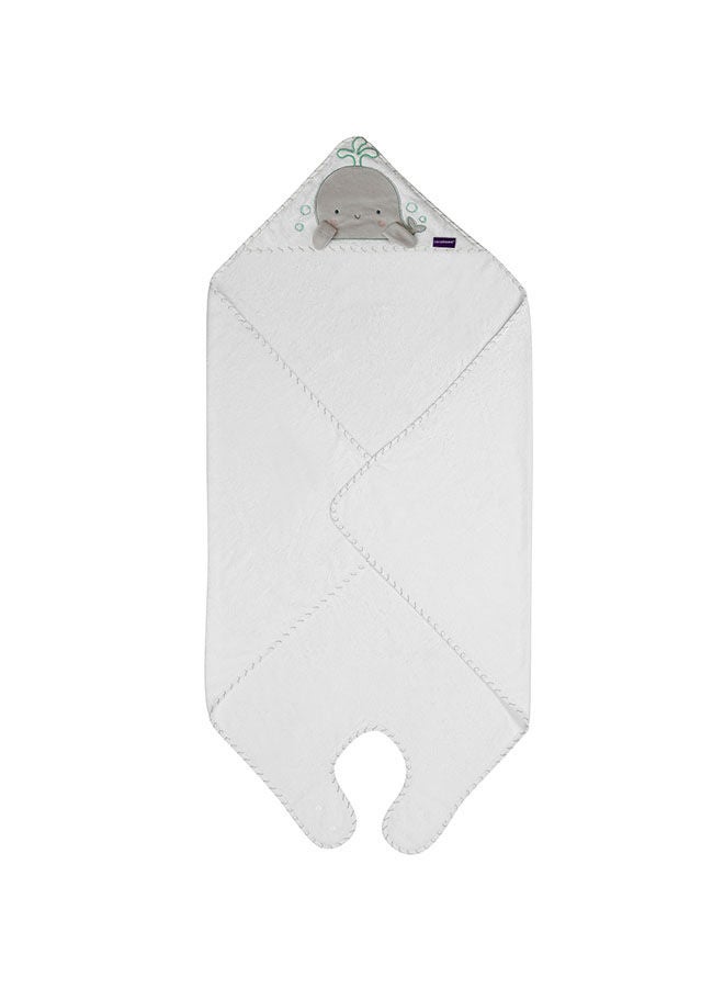 Clevamama Bamboo Apron Baby Bath Towel White/Grey - Image 3