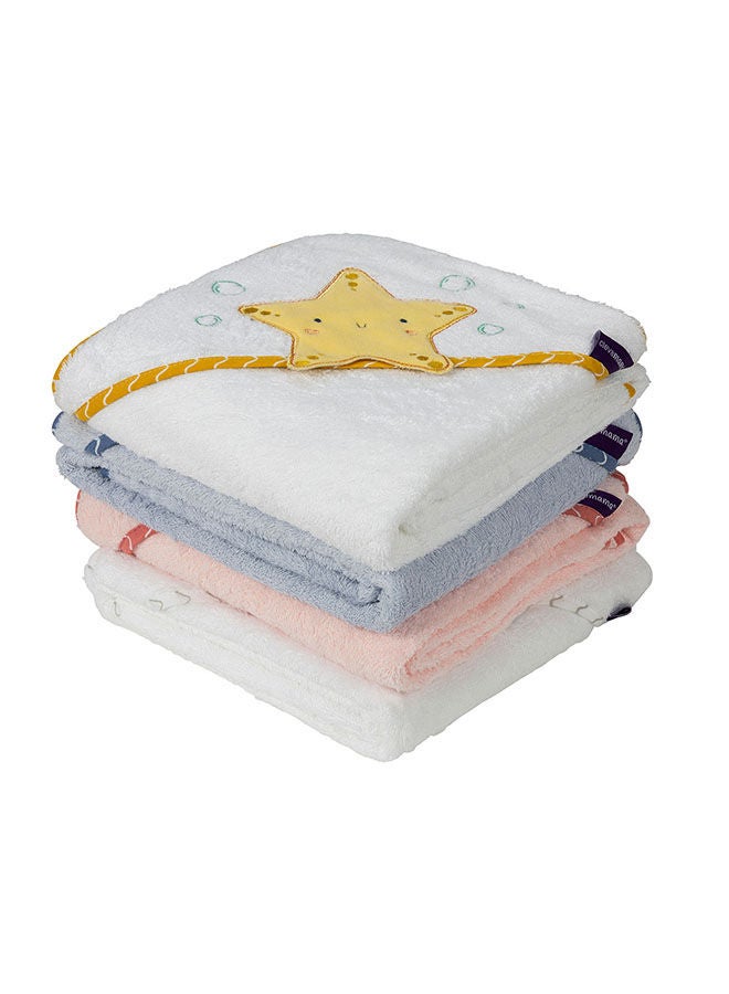 Clevamama Bamboo Apron Baby Bath Towel White/Grey - Image 4