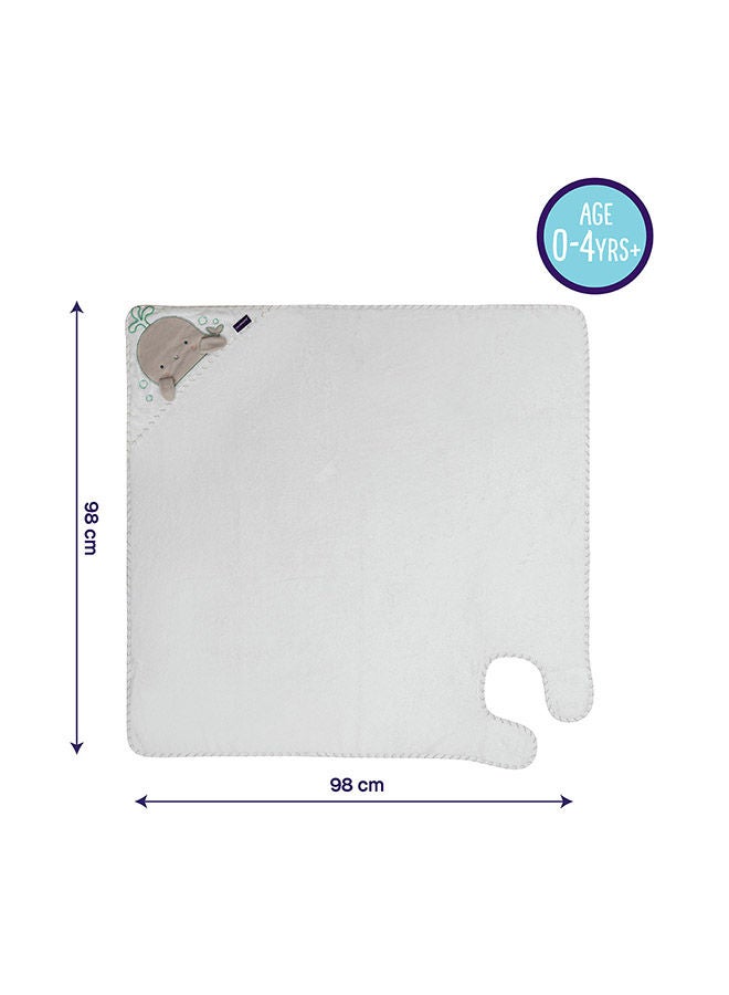 Clevamama Bamboo Apron Baby Bath Towel White/Grey - Image 5