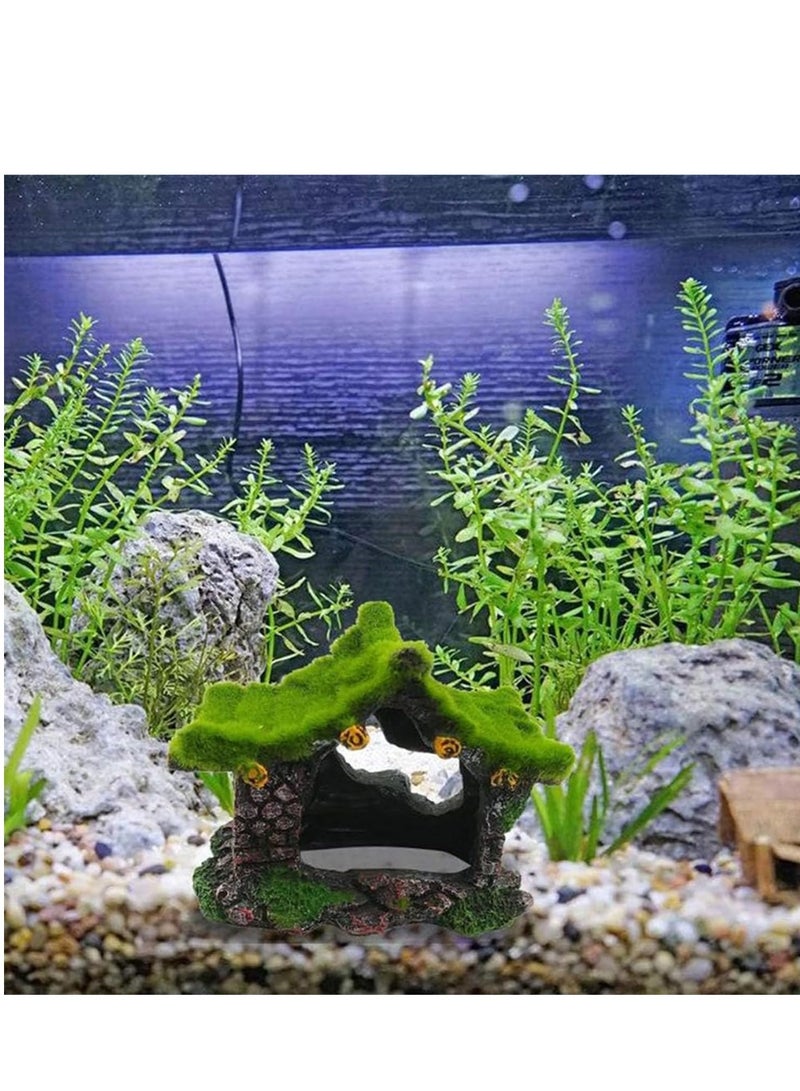 SYOSI Aquarium Decoration House 2 Pack Resin Hollow Hideout House Fish Log Driftwood Fish Tank Accessories Cave Ornament for Small Fish Shrimp to Rest and Breed Hiding - Image 5