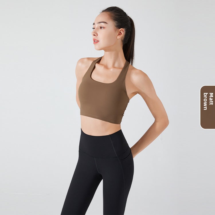New Halter Sports Bra Top Yoga Gym DUMB Brown  - Image 1