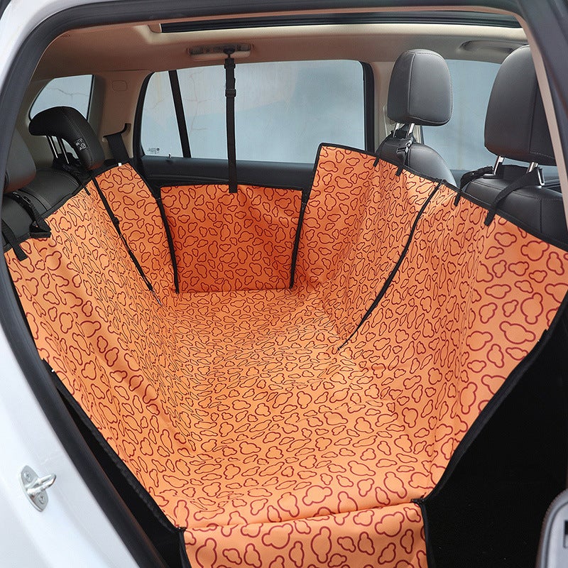 Generic Cross-border hot selling pet car mat car rear double-seat car mat 600D Oxford cloth dog car mat in stock Gray paw print
