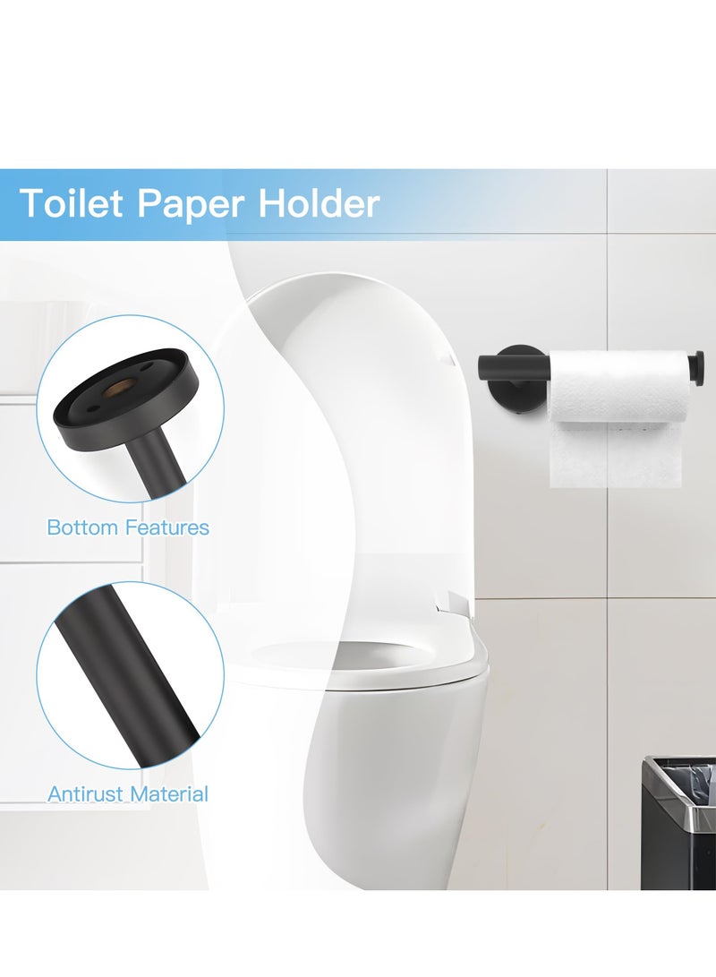 XiuWoo 15 Pieces Bathroom Hardware Set Matte Black Adjustable Towel Bar Bathroom Accessory Set Wall Mounted Robe Hook Toilet Paper Holder Towel Ring Towel Bar Soap Toothbrush Bath Flower Holder - Image 3