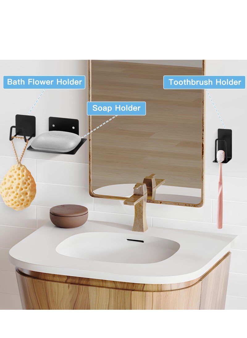 XiuWoo 15 Pieces Bathroom Hardware Set Matte Black Adjustable Towel Bar Bathroom Accessory Set Wall Mounted Robe Hook Toilet Paper Holder Towel Ring Towel Bar Soap Toothbrush Bath Flower Holder - Image 4