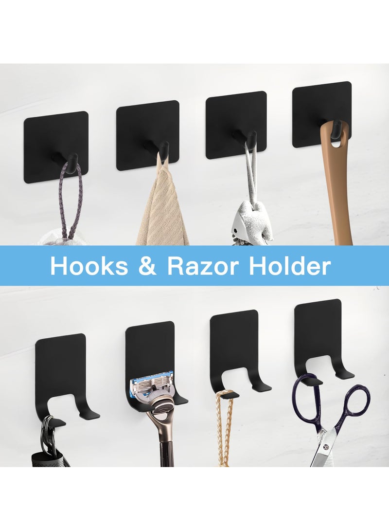 XiuWoo 15 Pieces Bathroom Hardware Set Matte Black Adjustable Towel Bar Bathroom Accessory Set Wall Mounted Robe Hook Toilet Paper Holder Towel Ring Towel Bar Soap Toothbrush Bath Flower Holder - Image 5