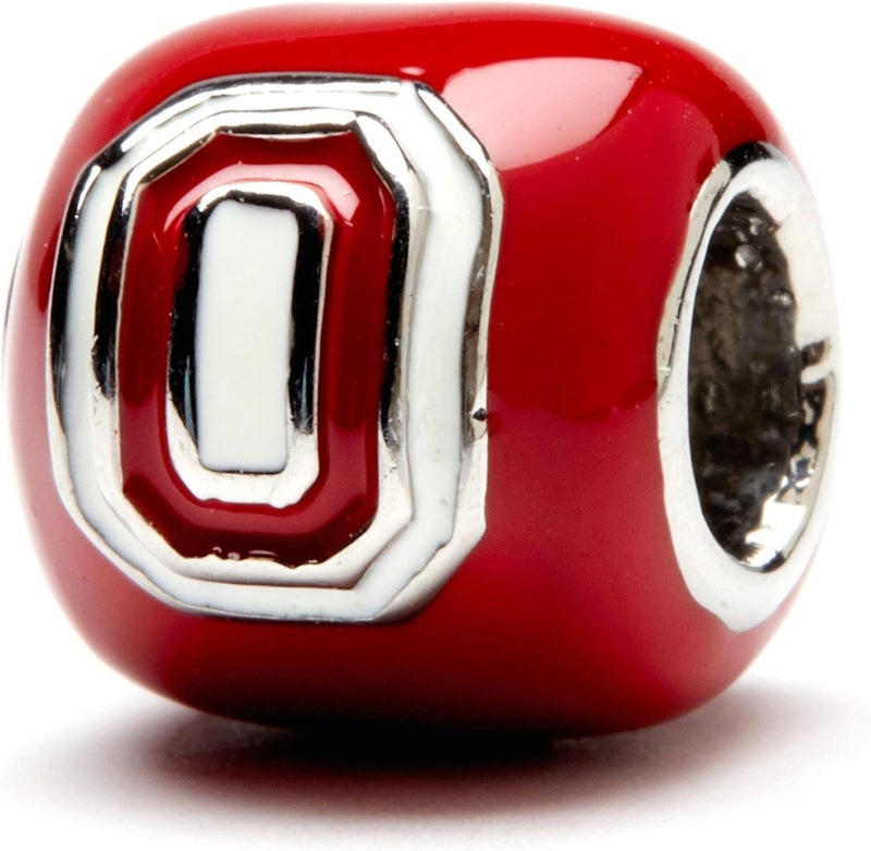 Stone Armory Bead for Charm Ohio – Ohio State University Charm Features Red with Block O – Stainless Steel Compatible with Pandora Bracelets – OSU Jewelry - Gift for Fans & Alumni - Image 1