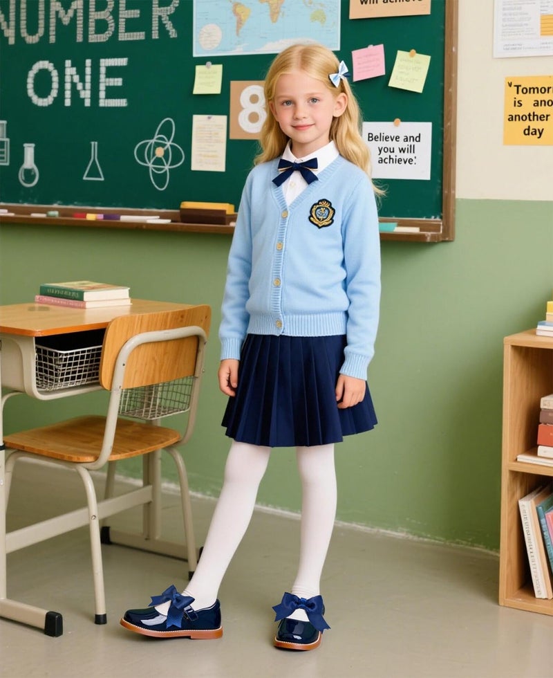 PHIRAMIN Toddler Girl Mary Jane Navy Blue Dress Shoes Size 12 Girl School Uniform Shoes for Wedding Party - Image 2