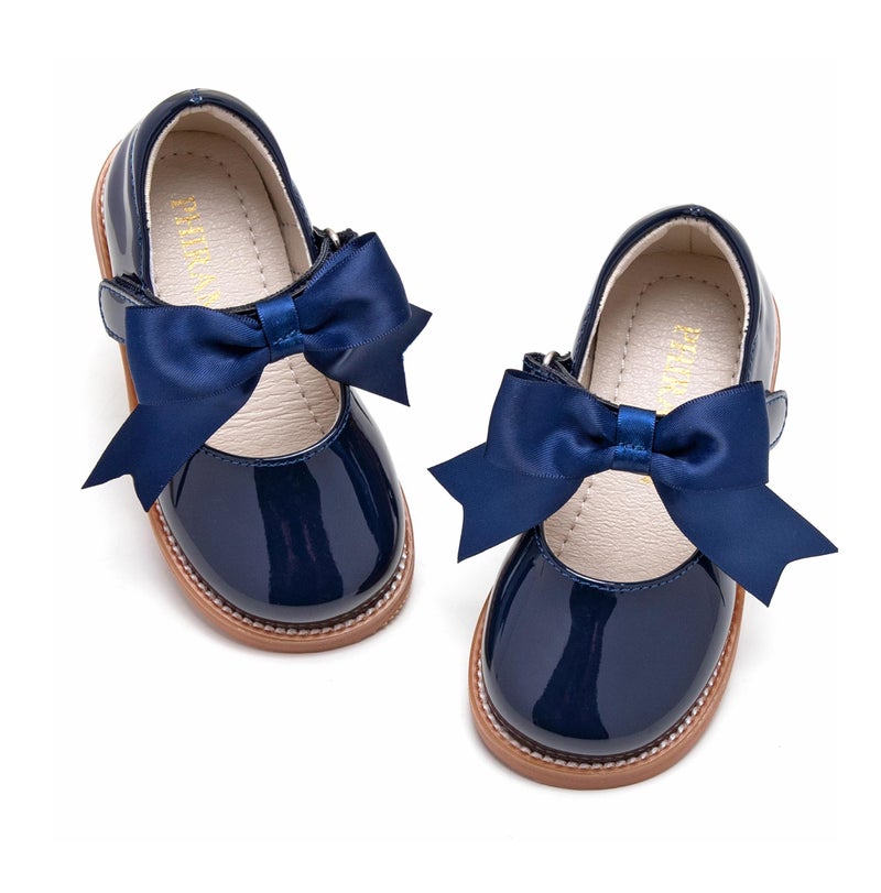 PHIRAMIN Toddler Girl Mary Jane Navy Blue Dress Shoes Size 12 Girl School Uniform Shoes for Wedding Party - Image 1