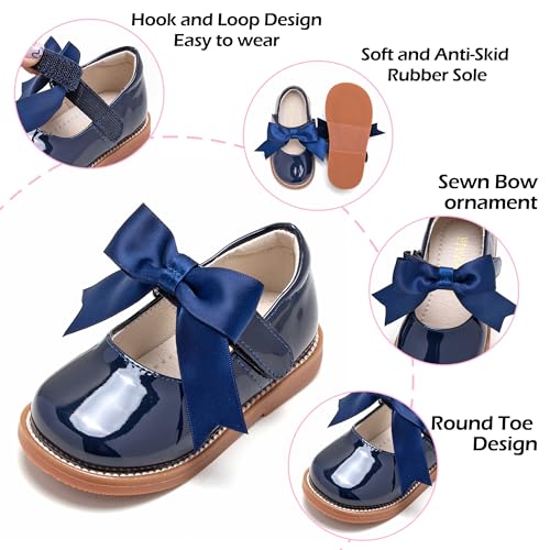 PHIRAMIN Toddler Girl Mary Jane Navy Blue Dress Shoes Size 12 Girl School Uniform Shoes for Wedding Party - Image 5