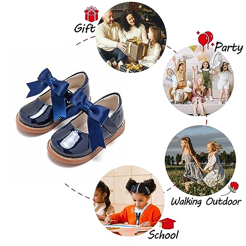 PHIRAMIN Toddler Girl Mary Jane Navy Blue Dress Shoes Size 12 Girl School Uniform Shoes for Wedding Party - Image 4