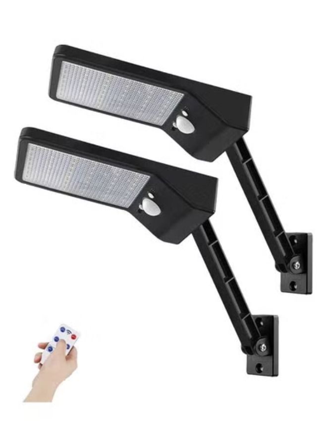 ACLIX 2 Piece Outdoor Solar LED Street Light with Remote Control and Motion Sensor Black - Image 1