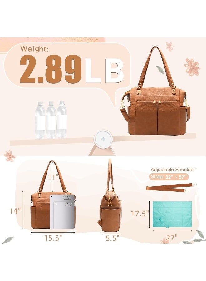 MOMINSIDE Diaper Bag Tote, Leather Diaper Bag Backpack with 14 Pockets - Image 5