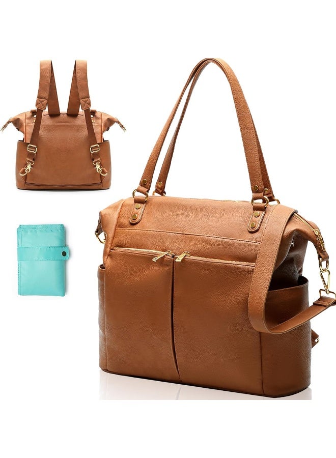MOMINSIDE Diaper Bag Tote, Leather Diaper Bag Backpack with 14 Pockets - Image 1