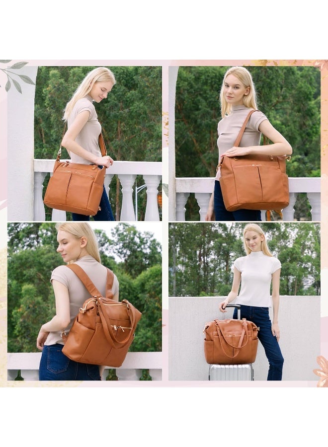 MOMINSIDE Diaper Bag Tote, Leather Diaper Bag Backpack with 14 Pockets - Image 2