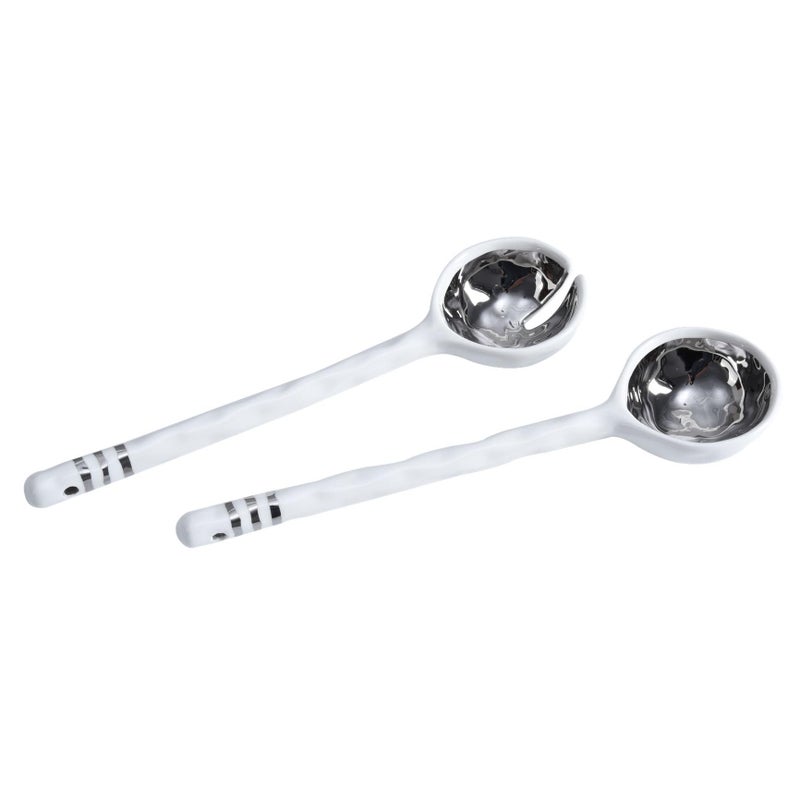 Pampa Bay Accessories Porcelain Salad Server Set Silver