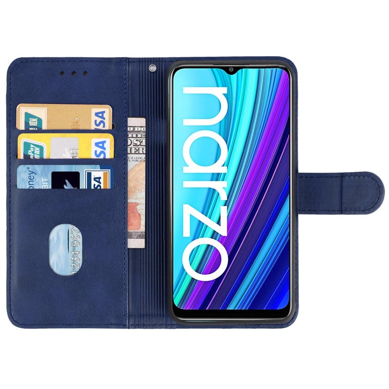 HuHa Case Cover Leather Phone Case For OPPO Realme Narzo 30A(Blue) - Image 3