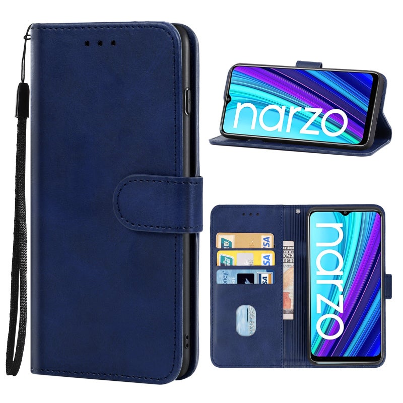 HuHa Case Cover Leather Phone Case For OPPO Realme Narzo 30A(Blue) - Image 1