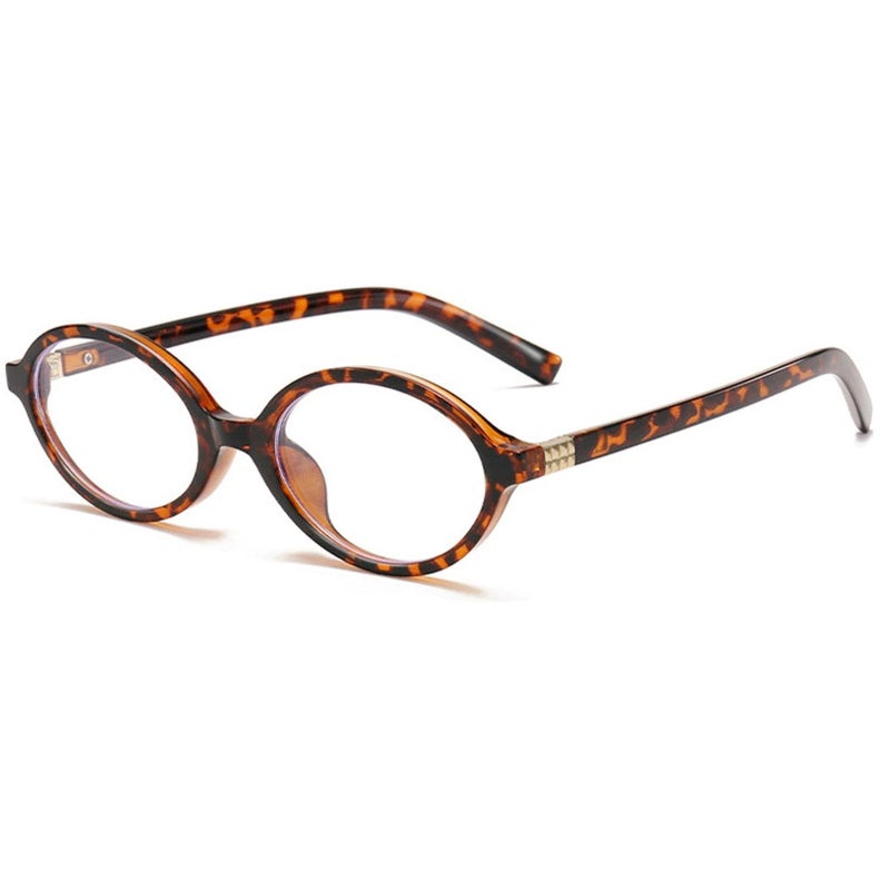 Breaksun Fashion Oval Glasses for Women Men Retro Round Tortoise Frame Blue Light Glasses Nerd Eyeglasses (Leopard) - Image 1