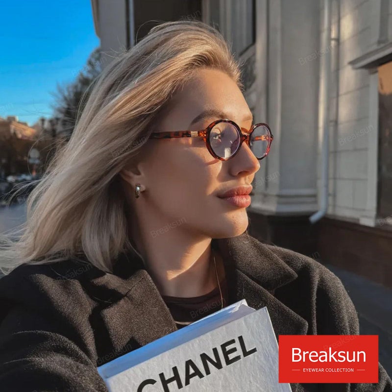 Breaksun Fashion Oval Glasses for Women Men Retro Round Tortoise Frame Blue Light Glasses Nerd Eyeglasses (Leopard) - Image 4