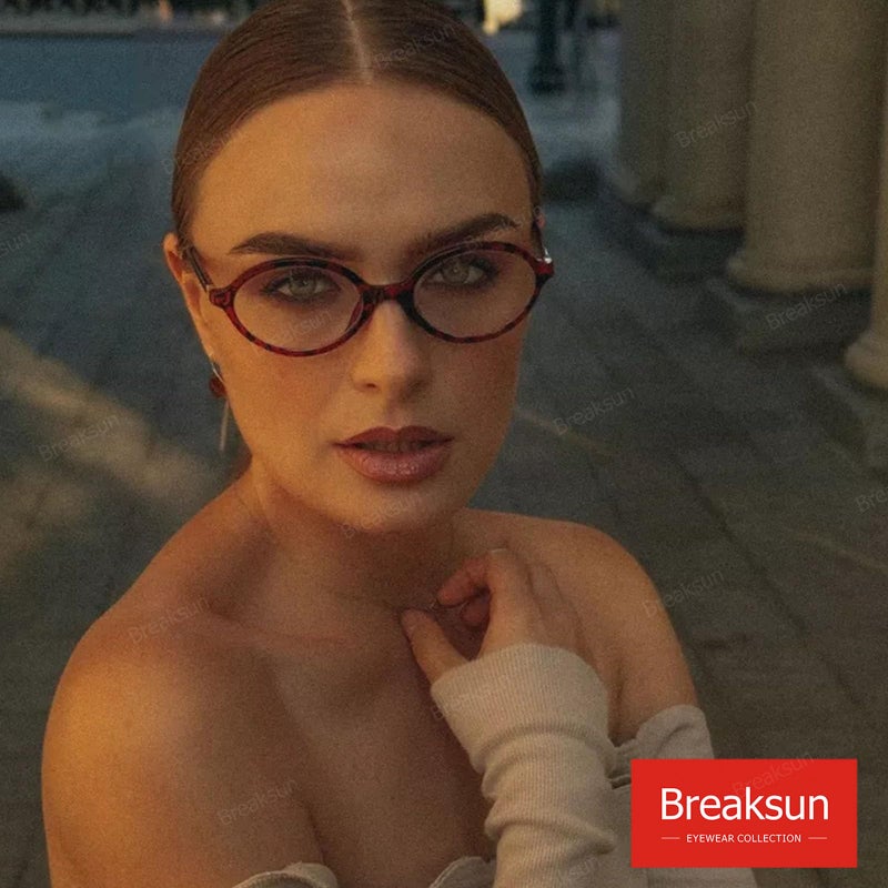 Breaksun Fashion Oval Glasses for Women Men Retro Round Tortoise Frame Blue Light Glasses Nerd Eyeglasses (Leopard) - Image 3