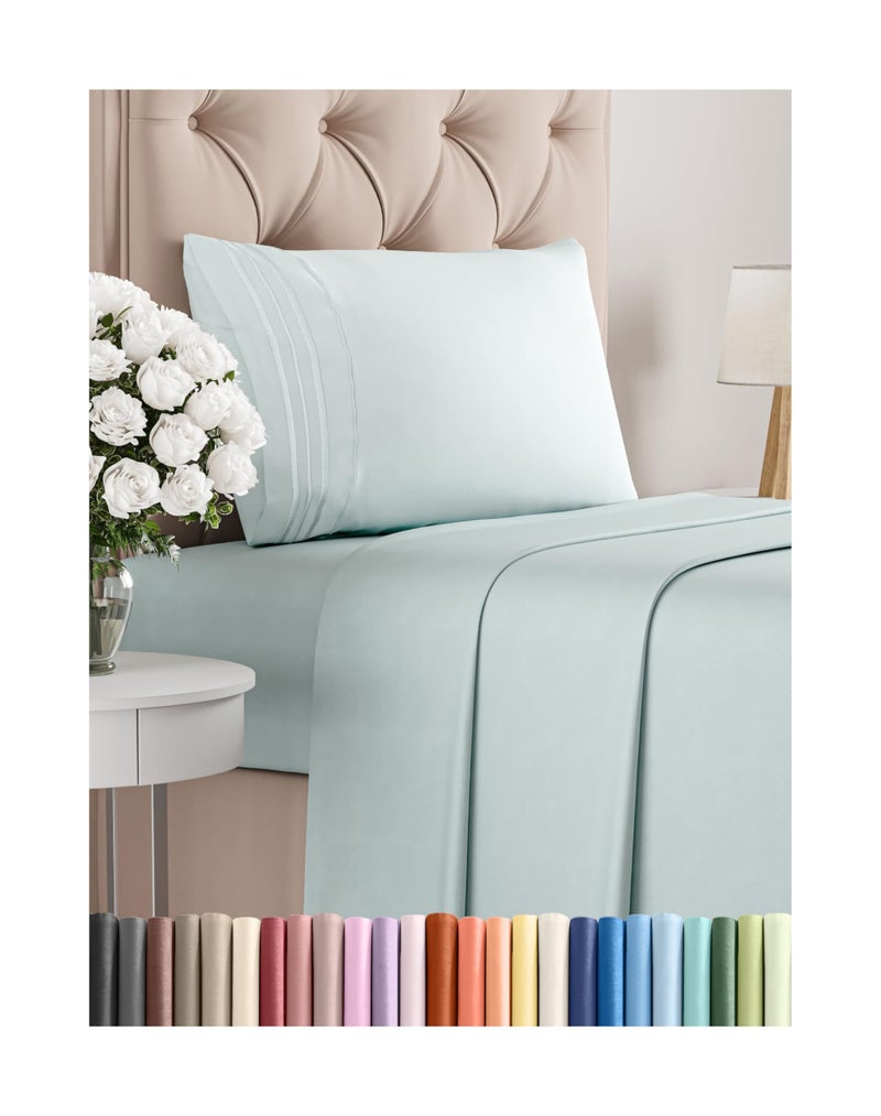 CGK Unlimited Twin Size 3 Piece Sheet Set  Comfy Breathable  Cooling Bed Sheets Set  Hotel Luxury Bedding for Women Men Kids Teens Boys  Girls  Deep Pockets UltraSoft Wrinkle Free  OekoTex  Ice Blue 