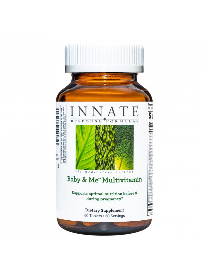 Innate Response Formulas INNATE Response Formulas Baby & Me Multivitamin - Prenatal and Postnatal Vitamin with Folate, Choline, and Vitamins B12 and D3 - Vegetarian, Non-GMO, and Gluten-Free - 60 Tablets (30 Servings)  - Image 1