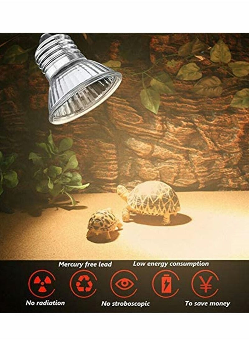 Y&D - Tortoise Heat Lamp 50W UVA/UVB Clamp-on Reptile Bulb 360° Adjustable Aquarium Heating Light E27 Emitter for Reptiles Amphibians Lizards Turtle Snakes - Image 1