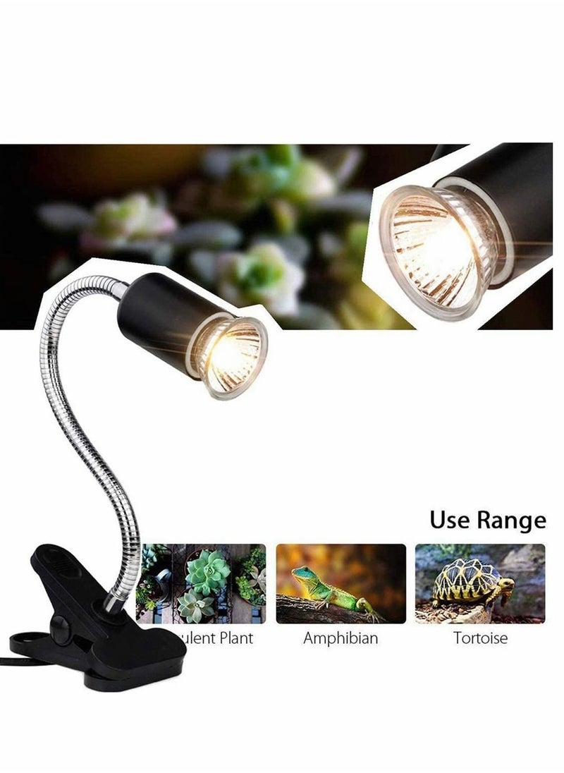 Y&D - Tortoise Heat Lamp 50W UVA/UVB Clamp-on Reptile Bulb 360° Adjustable Aquarium Heating Light E27 Emitter for Reptiles Amphibians Lizards Turtle Snakes - Image 1
