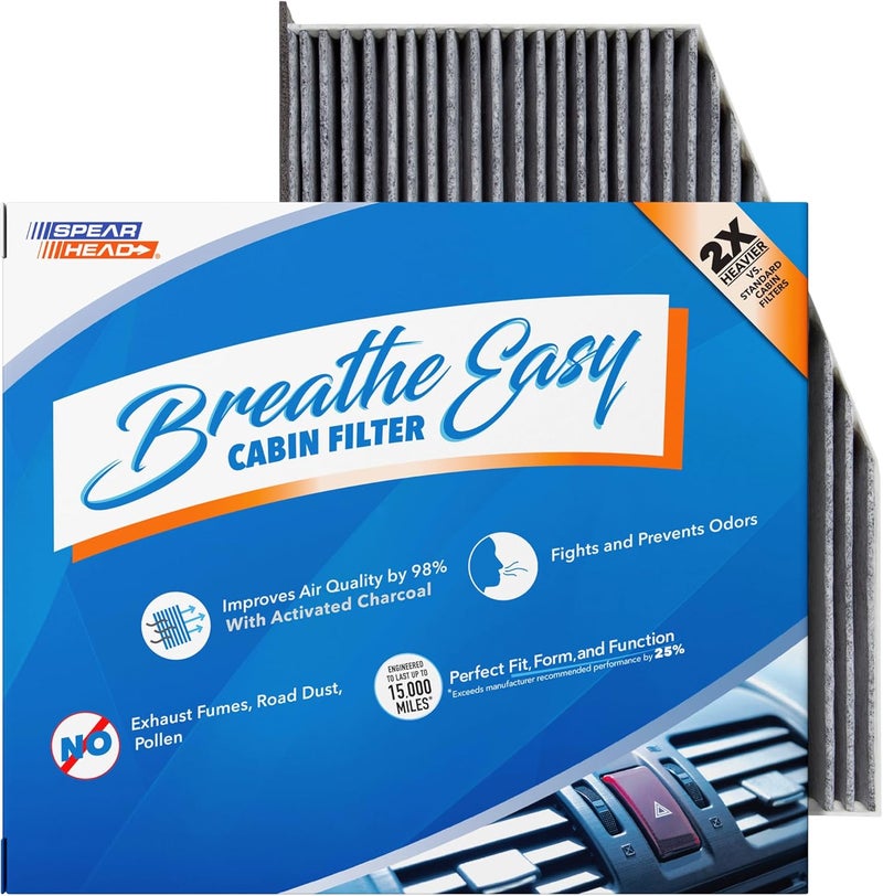 SPEARHEAD Premium Breathe Easy Cabin Filter, Up to 25% Longer Life w/Activated Carbon (BE-373) - Image 1