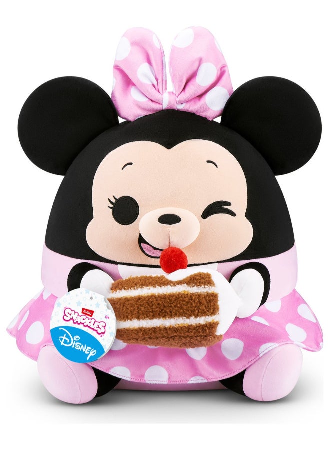 SNACKLES دميه ناعمة من سلسلة ديزني 1 ميني ماوس مع شريحة كعكة الشوكولاتة (35.56 سم) - Image 1