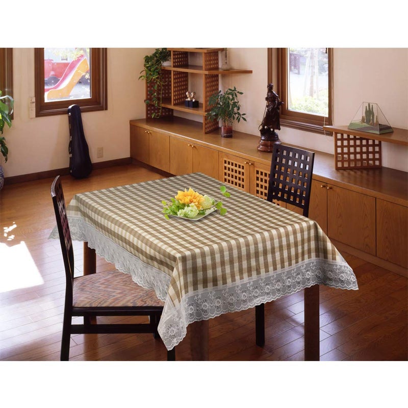Freelance PVC Tuscany Flannel Backing Dining Table Cover Cloth Tablecloth Waterproof Protector 46 Seater 54 X 78 inches Rectangle with WhiteLaced Edges Product of Meiwa Japan - Image 1