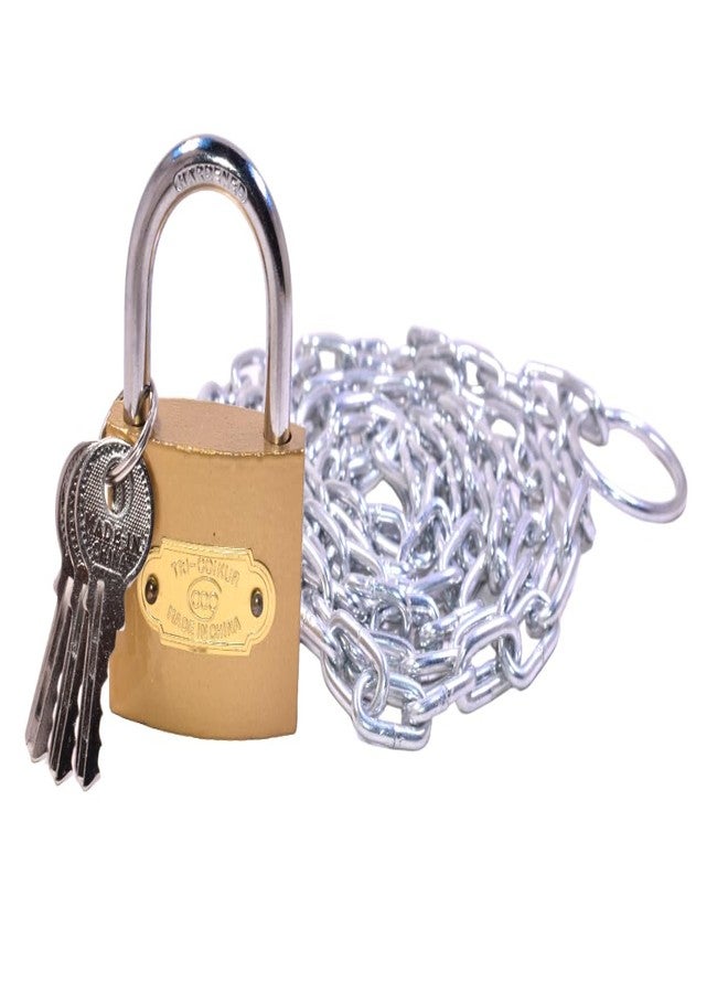 WTH Metal Chain with Lock for Travel, Bag, Luggage (6ft Chain with 38mm Lock) - Image 1