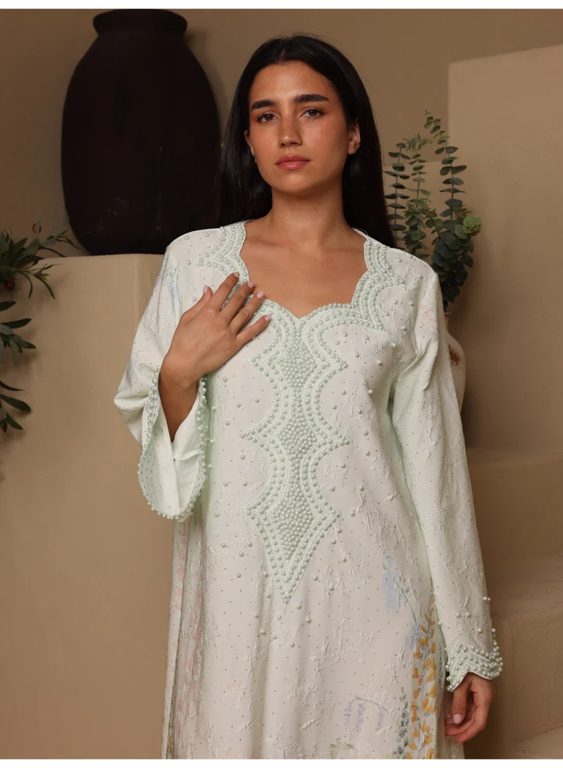 اكسا جلابية روز بيرل IK5023 اخضر