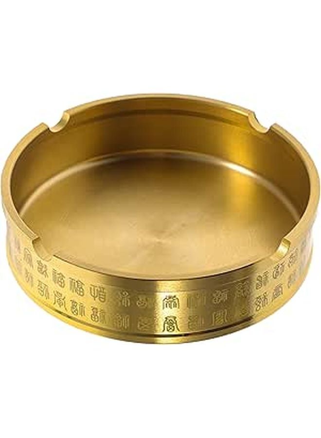 Brass Round Ashtray Small Decorative Ash Holder For Home Office Tabletop - Image 1
