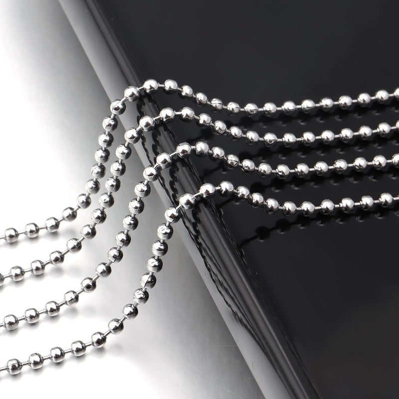 Topacket 33Feet Ball Bead Chain Stainless Steel Dog Tag Chain with Matching Connectors for Jewelry Making Necklace Hanging Bracelets Keychain(2.4mm) - Image 5