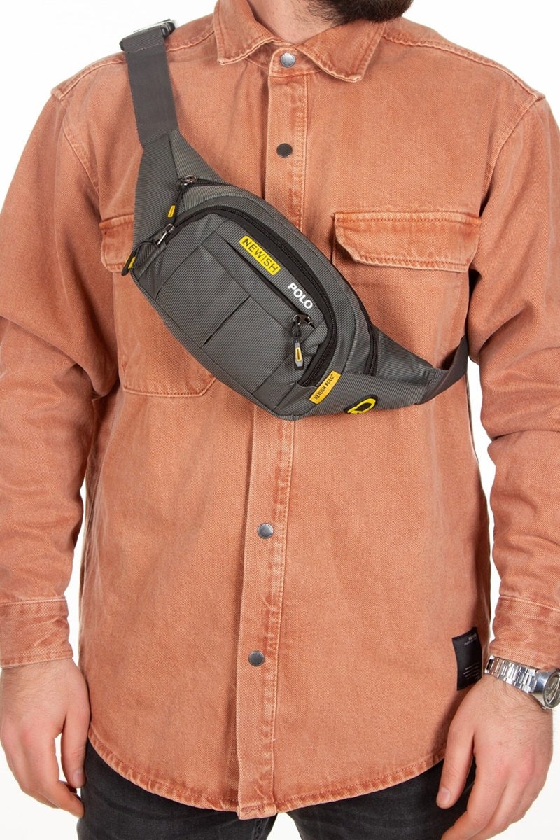 Newish Polo Men's Gray Impertex Fabric Headphone Output Waist and Shoulder Bag newpolo201  - Image 1
