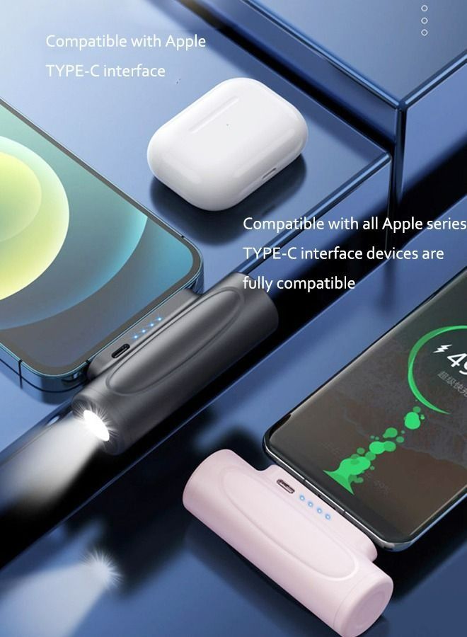 Raxoom Mini Portable Charger with LED Flashlights,5000mAh Ultra-Compact Power Bank Small Battery Pack Charger Compatible（Pink） - Image 2