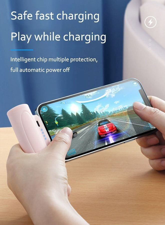 Raxoom Mini Portable Charger with LED Flashlights,5000mAh Ultra-Compact Power Bank Small Battery Pack Charger Compatible（Pink） - Image 3