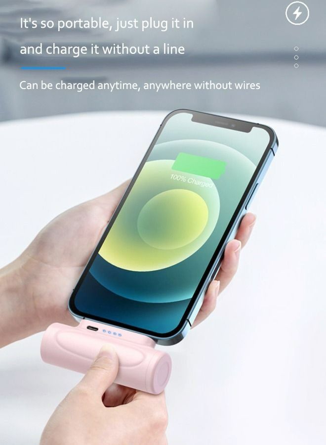 Raxoom Mini Portable Charger with LED Flashlights,5000mAh Ultra-Compact Power Bank Small Battery Pack Charger Compatible（Pink） - Image 4